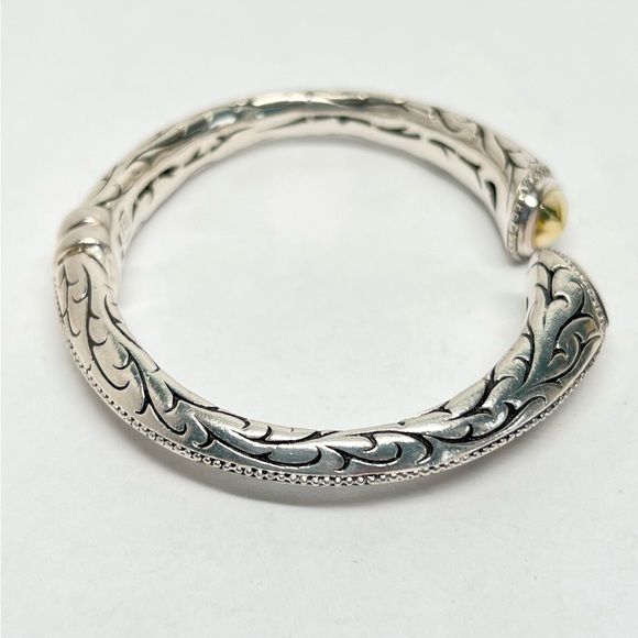 Scott Kay Jewelry Scott Kay Etched Diamond 8k Gold Hinged Cuff